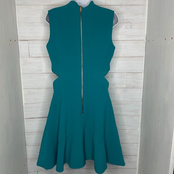 NWT Ted Baker London Cormier Turquoise Dress Cut Out Fluted Shift Size 4/6 - Picture 5 of 12
